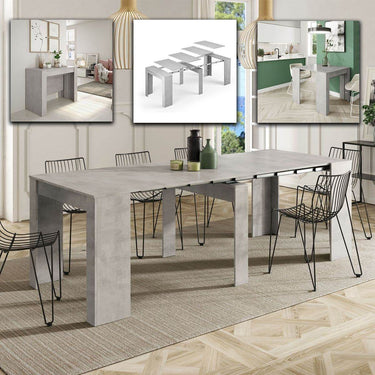 Luiz Concrete Grey Effect Large Extending Dining Table - Versatile, Modern, Durable - UK Luxury Furniture